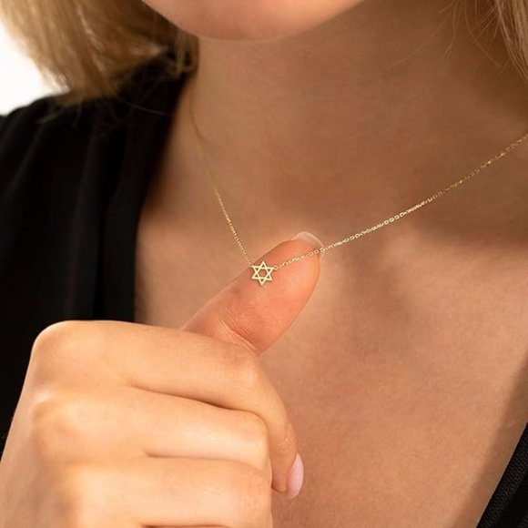 Star of David Necklace, Gold Magen Star of David Necklace, Tiny Gold Necklace - Picture 4 of 6